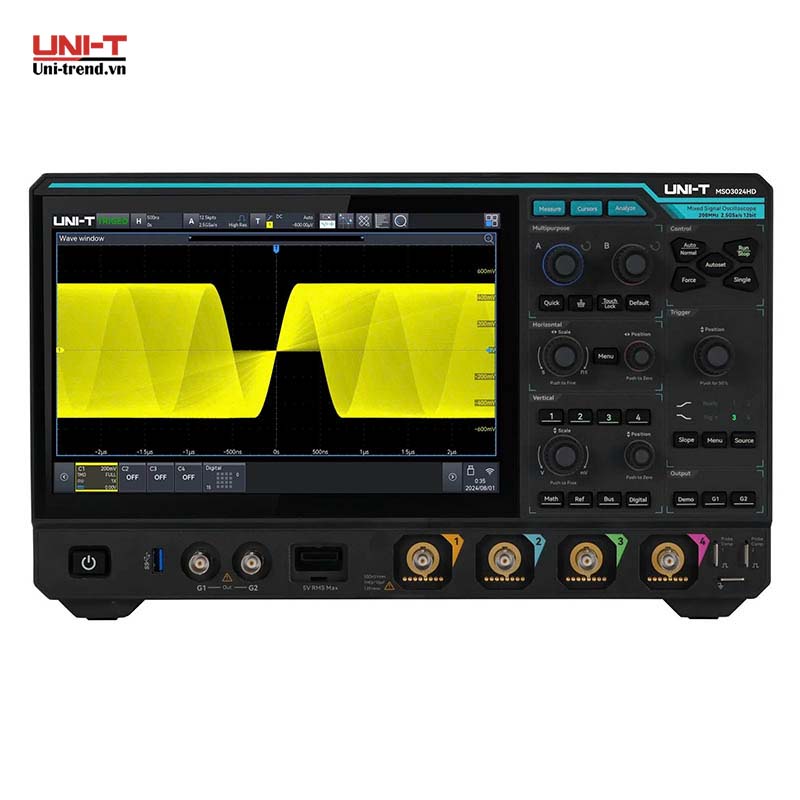 Máy hiện sóng độ phân giải cao UNI-T MSO3024HD (200MHz, 2.5GSa/s, 4+16CH)