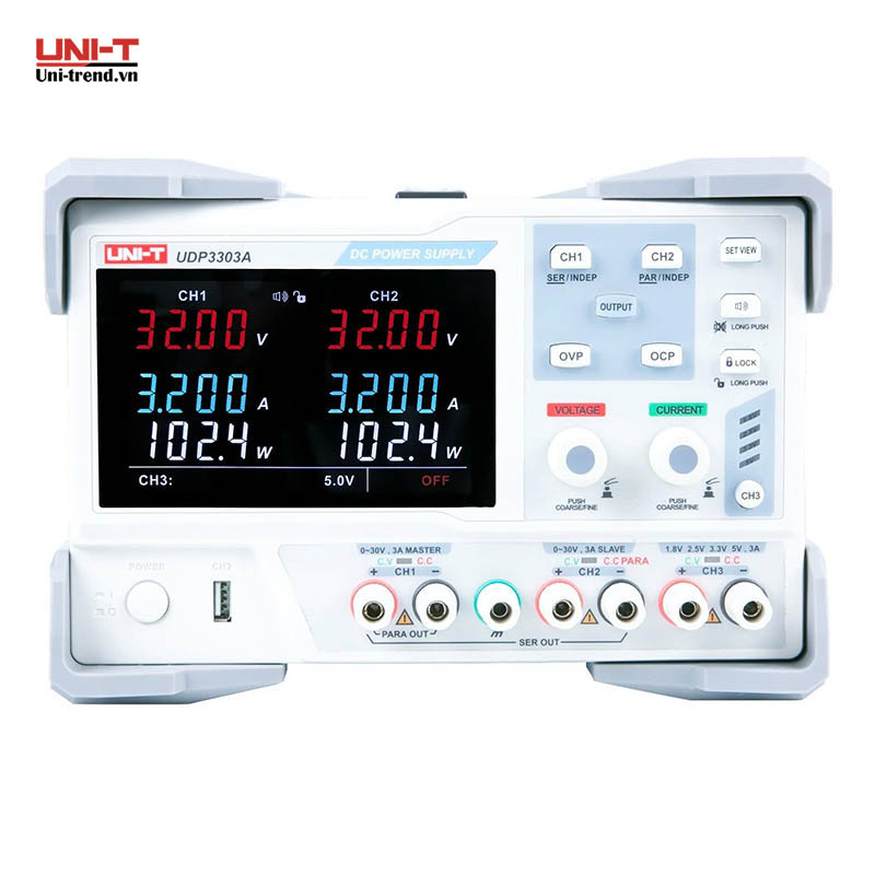 Nguồn điện DC lập trình UNI-T UDP3303A (30V, 3A, 195W, 3CH, Linear)