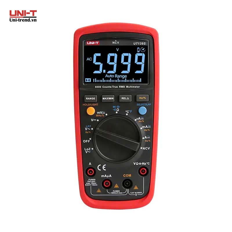 Đồng hồ vạn năng điện tử UNI-T UT139S (đo biến tần, 600V, 10A, TrueRMS, 1000℃)