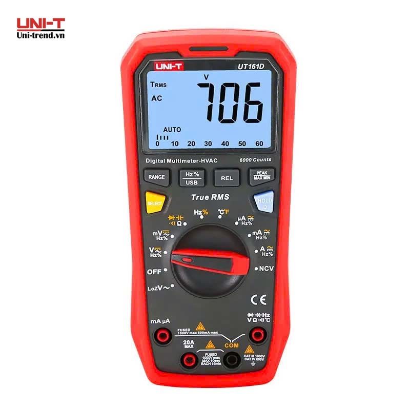Đồng hồ vạn năng điện tử UNI-T UT161D (1000V, 20A, 1000℃, TrueRMS)