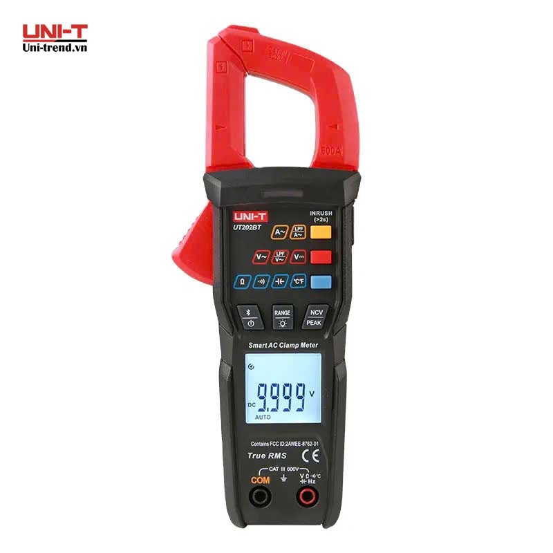 Ampe kìm điện tử UNI-T UT202BT (AC 600A, 600V, TrueRMS, Bluetooth)