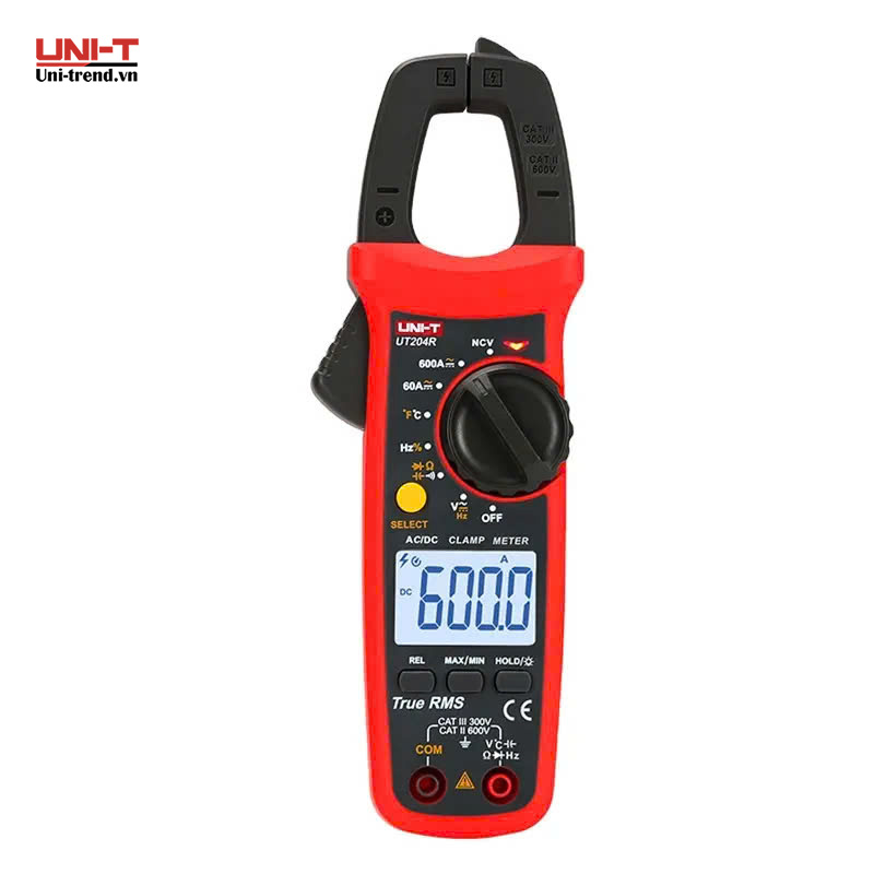 Ampe kìm điện tử UNI-T UT204R (AC/DC 600A, TrueRMS, 1000℃)