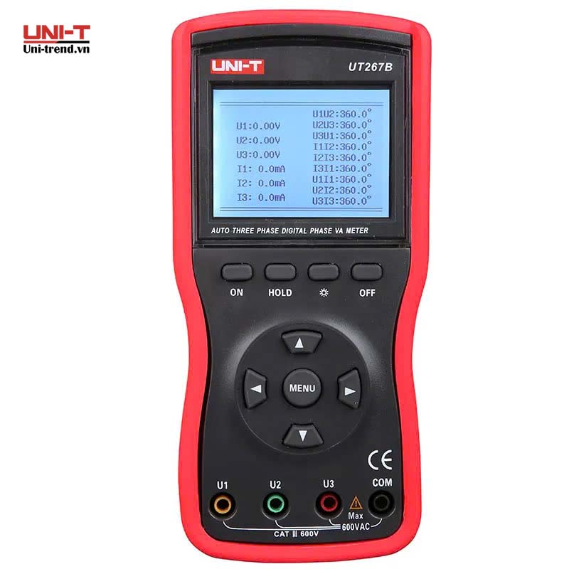 Máy đo công suất 3 phase UNI-T UT267B (AC 20A, 600V, 12kW, 0-360°)