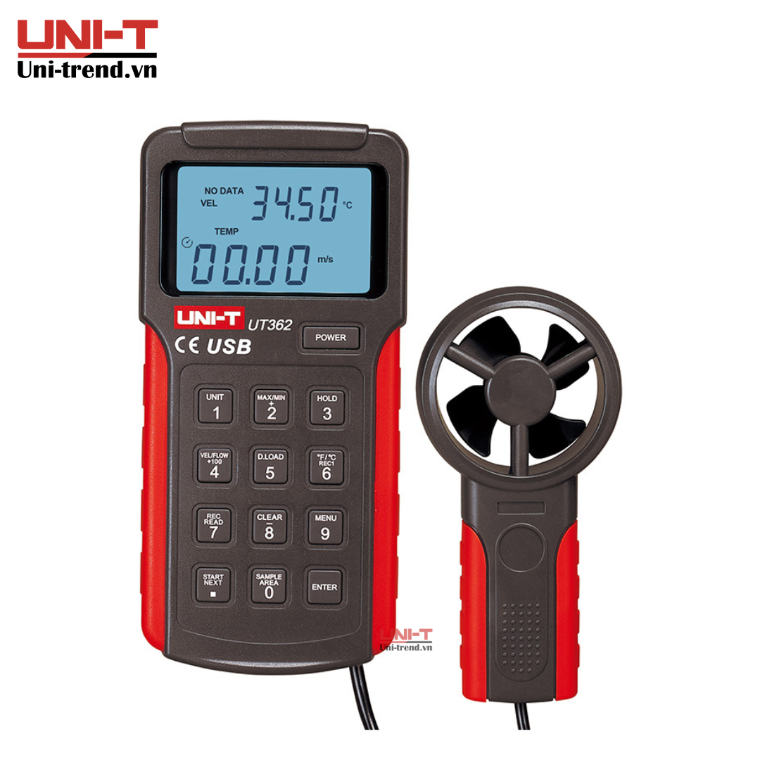 Máy đo vận tốc gió UNI-T UT362 (2~30m/s, 0~40°C, USB)