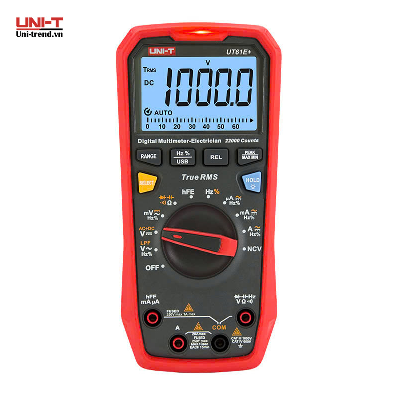 Đồng hồ vạn năng điện tử UNI-T UT61E+ (đo biến tần, TrueRMS, RS232, Auto)
