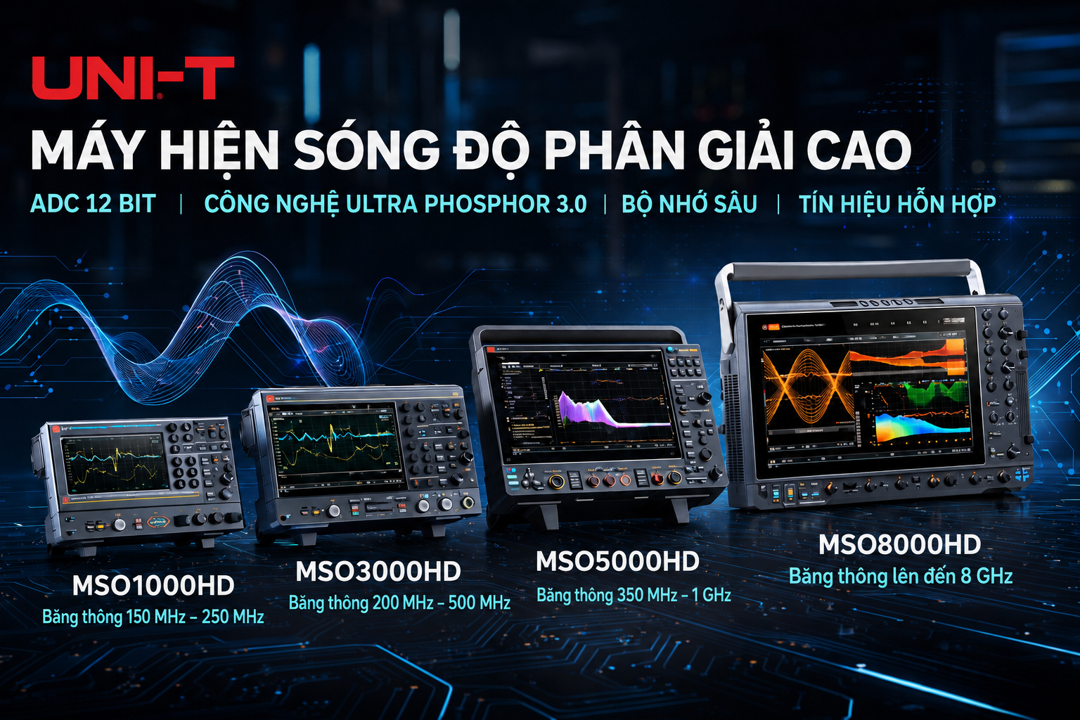 Máy hiện sóng độ phân giải cao 12-bit UNI-T MSO HD Series
